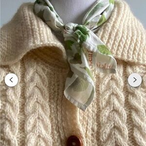Mc Kennas of Ireland Wool Sweater Cozy Cream Cable Knit Cardigan
